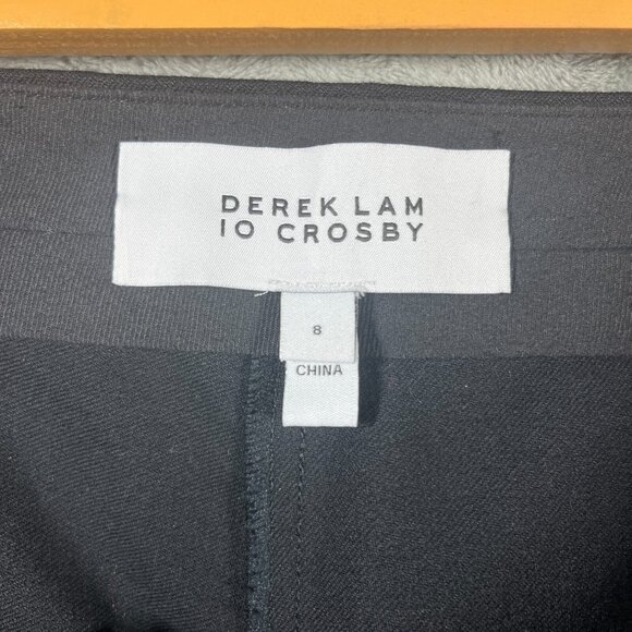 Derek Lam 10 Crosby Pants Womens Size 8 Black High Rise Flared Cotton Stretch - Picture 2 of 12